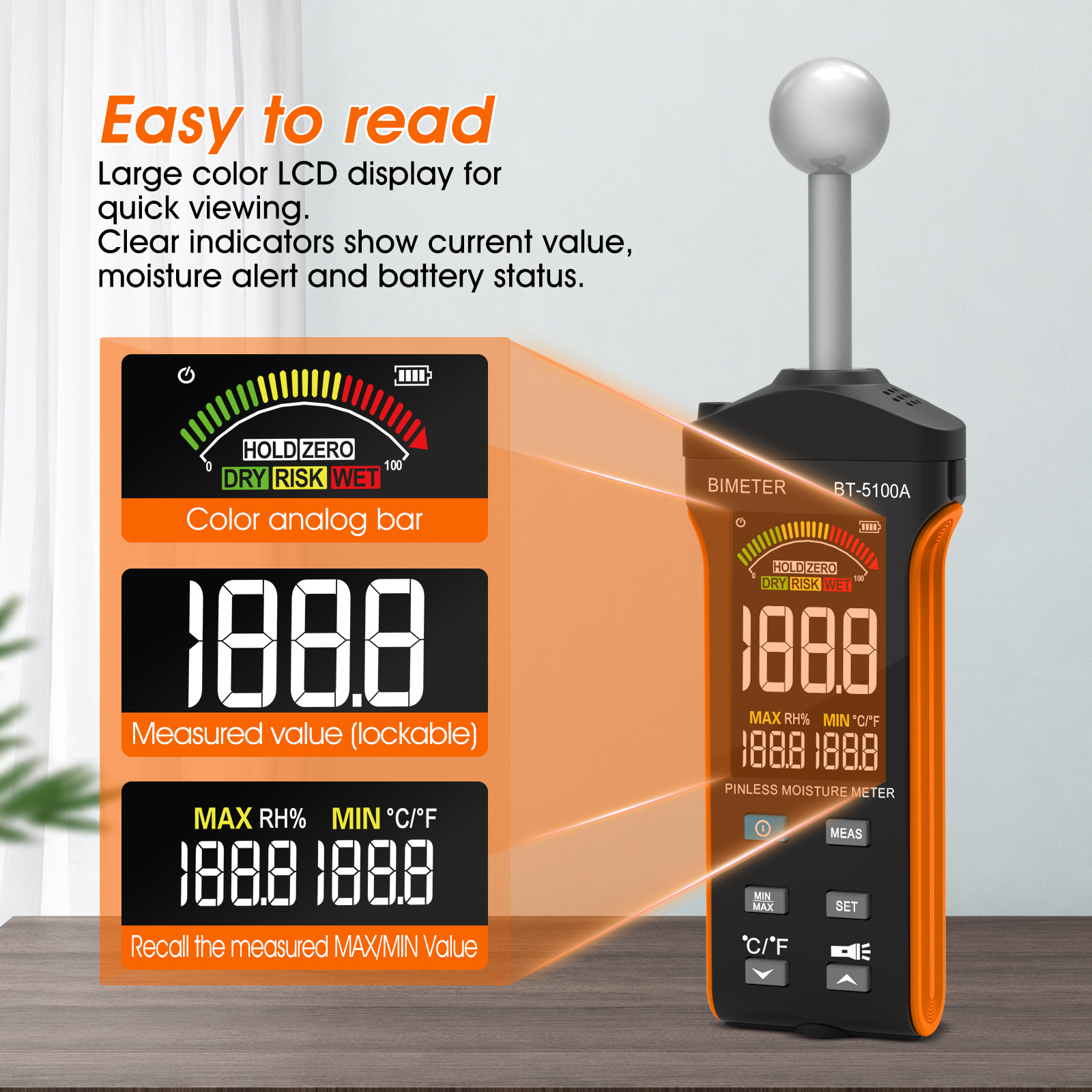 Pinless Moisture Meter Non Con - đánh giá và giá Moisture Meter Concrete Digital